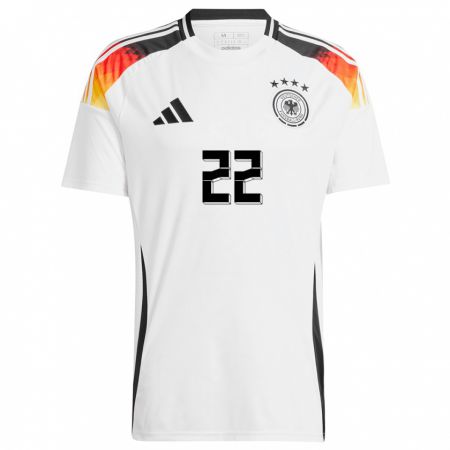 Kandiny Kinder Deutschland Sarai Linder #22 Weiß Heimtrikot Trikot 24-26 T-Shirt