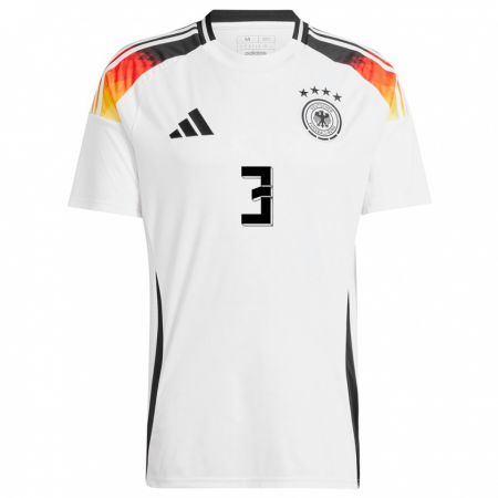 Kandiny Kinder Deutschland Noah Katterbach #3 Weiß Heimtrikot Trikot 24-26 T-Shirt