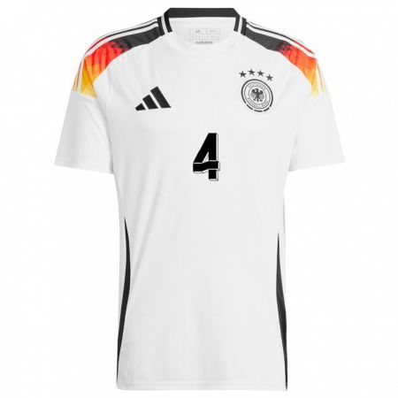 Kandiny Kinder Deutschland Malick Thiaw #4 Weiß Heimtrikot Trikot 24-26 T-Shirt