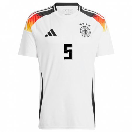 Kandiny Kinder Deutschland Jana Feldkamp #5 Weiß Heimtrikot Trikot 24-26 T-Shirt