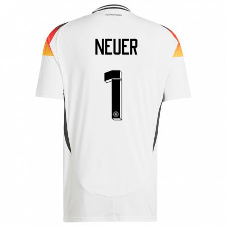Kandiny Kinder Deutschland Manuel Neuer #1 Weiß Heimtrikot Trikot 24-26 T-Shirt