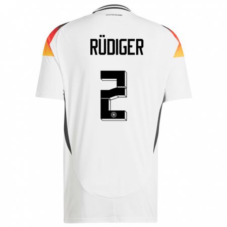 Kandiny Kinder Deutschland Antonio Rudiger #2 Weiß Heimtrikot Trikot 24-26 T-Shirt