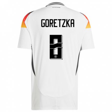 Kandiny Kinder Deutschland Leon Goretzka #8 Weiß Heimtrikot Trikot 24-26 T-Shirt
