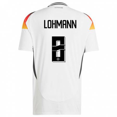 Kandiny Kinder Deutschland Sydney Lohmann #8 Weiß Heimtrikot Trikot 24-26 T-Shirt