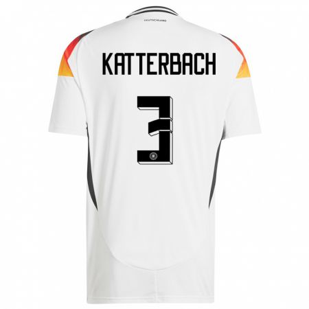 Kandiny Kinder Deutschland Noah Katterbach #3 Weiß Heimtrikot Trikot 24-26 T-Shirt