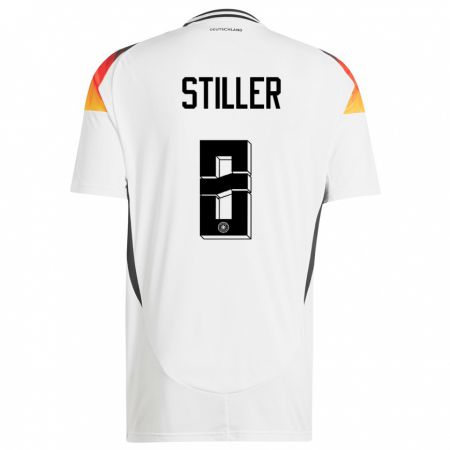 Kandiny Kinder Deutschland Angelo Stiller #8 Weiß Heimtrikot Trikot 24-26 T-Shirt
