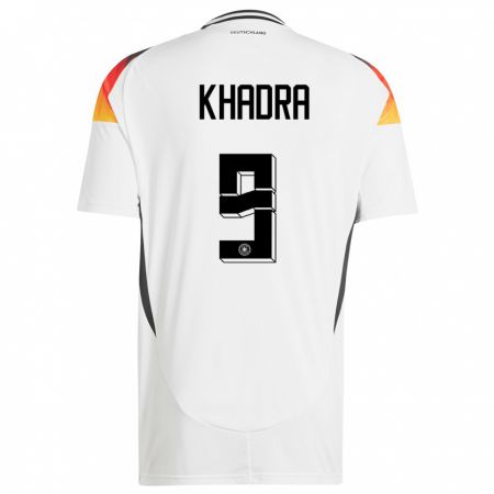 Kandiny Kinder Deutschland Reda Khadra #9 Weiß Heimtrikot Trikot 24-26 T-Shirt