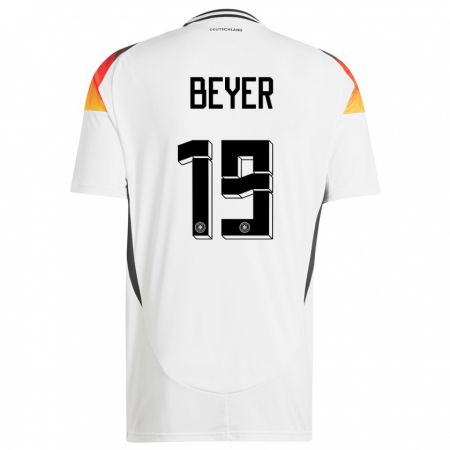 Kandiny Kinder Deutschland Jordan Beyer #19 Weiß Heimtrikot Trikot 24-26 T-Shirt