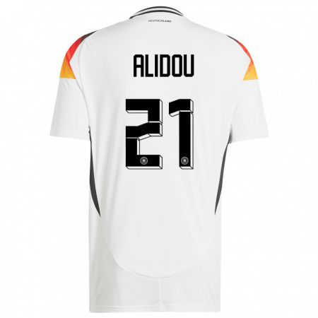 Kandiny Kinder Deutschland Faride Alidou #21 Weiß Heimtrikot Trikot 24-26 T-Shirt