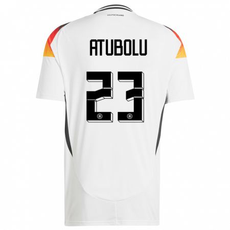 Kandiny Kinder Deutschland Noah Atubolu #23 Weiß Heimtrikot Trikot 24-26 T-Shirt