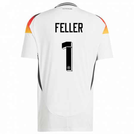 Kandiny Kinder Deutschland Frank Feller #1 Weiß Heimtrikot Trikot 24-26 T-Shirt
