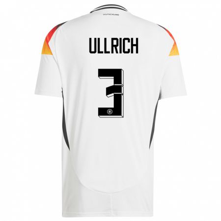 Kandiny Kinder Deutschland Lukas Ullrich #3 Weiß Heimtrikot Trikot 24-26 T-Shirt