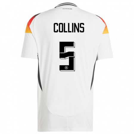Kandiny Kinder Deutschland Nnamdi Collins #5 Weiß Heimtrikot Trikot 24-26 T-Shirt