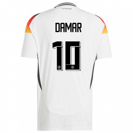 Kandiny Kinder Deutschland Muhammed Damar #10 Weiß Heimtrikot Trikot 24-26 T-Shirt
