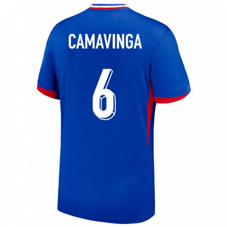 Kandiny Kinder Frankreich Eduardo Camavinga #6 Blau Heimtrikot Trikot 24-26 T-Shirt