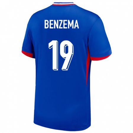Kandiny Kinder Frankreich Karim Benzema #19 Blau Heimtrikot Trikot 24-26 T-Shirt