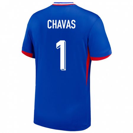 Kandiny Kinder Frankreich Mylene Chavas #1 Blau Heimtrikot Trikot 24-26 T-Shirt