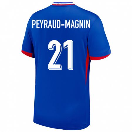 Kandiny Kinder Frankreich Pauline Peyraud Magnin #21 Blau Heimtrikot Trikot 24-26 T-Shirt