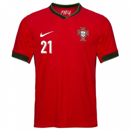 Kandiny Kinder Portugal Mateus Fernandes #21 Rot Heimtrikot Trikot 24-26 T-Shirt
