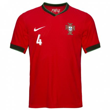 Kandiny Kinder Portugal Ricardo Ribeiro #4 Rot Heimtrikot Trikot 24-26 T-Shirt