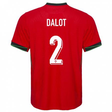 Kandiny Kinder Portugal Diogo Dalot #2 Rot Heimtrikot Trikot 24-26 T-Shirt
