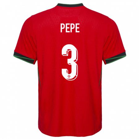 Kandiny Kinder Portugal Pepe #3 Rot Heimtrikot Trikot 24-26 T-Shirt