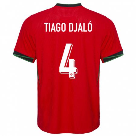 Kandiny Kinder Portugal Tiago Djalo #4 Rot Heimtrikot Trikot 24-26 T-Shirt