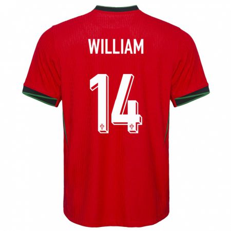 Kandiny Kinder Portugal William Carvalho #14 Rot Heimtrikot Trikot 24-26 T-Shirt