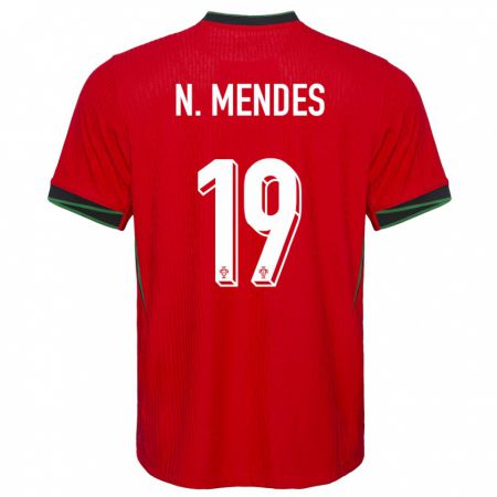 Kandiny Kinder Portugal Nuno Mendes #19 Rot Heimtrikot Trikot 24-26 T-Shirt