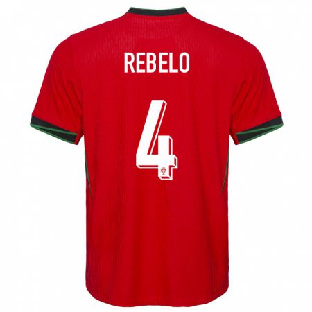 Kandiny Kinder Portugal Silvia Rebelo #4 Rot Heimtrikot Trikot 24-26 T-Shirt