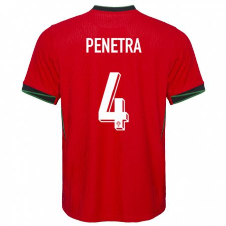 Kandiny Kinder Portugal Alexandre Penetra #4 Rot Heimtrikot Trikot 24-26 T-Shirt