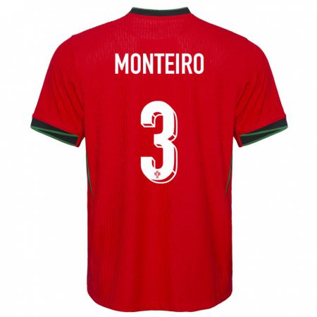 Kandiny Kinder Portugal Diogo Monteiro #3 Rot Heimtrikot Trikot 24-26 T-Shirt