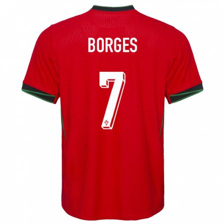 Kandiny Kinder Portugal Carlos Borges #7 Rot Heimtrikot Trikot 24-26 T-Shirt