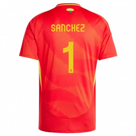 Kandiny Kinder Spanien Robert Sanchez #1 Rot Heimtrikot Trikot 24-26 T-Shirt