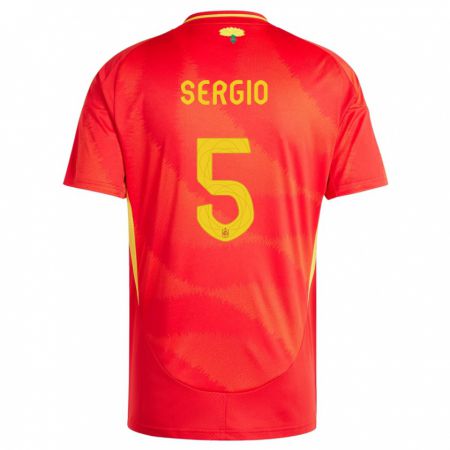 Kandiny Kinder Spanien Sergio Busquets #5 Rot Heimtrikot Trikot 24-26 T-Shirt