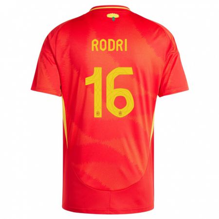 Kandiny Kinder Spanien Rodri #16 Rot Heimtrikot Trikot 24-26 T-Shirt