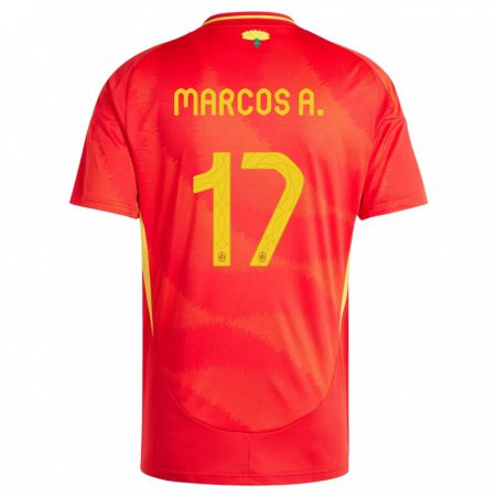 Kandiny Kinder Spanien Marcos Alonso #17 Rot Heimtrikot Trikot 24-26 T-Shirt