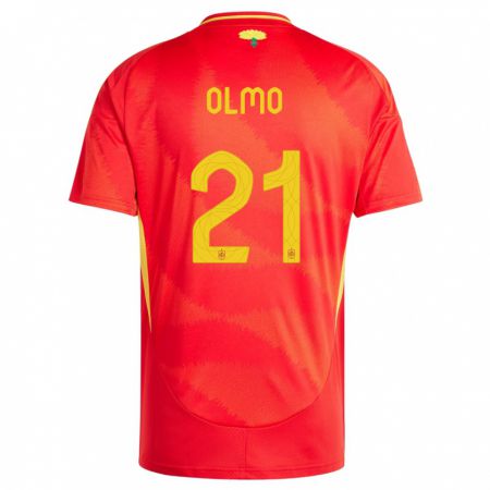 Kandiny Kinder Spanien Dani Olmo #21 Rot Heimtrikot Trikot 24-26 T-Shirt