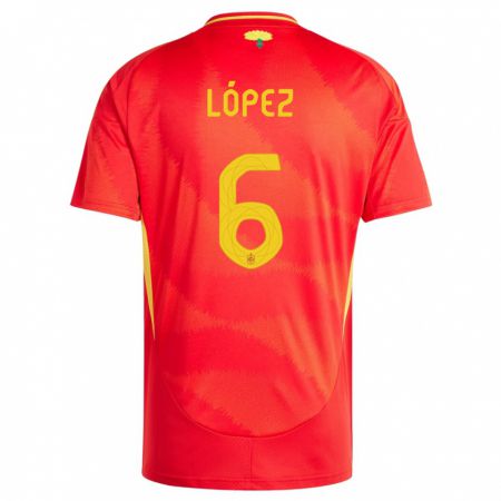 Kandiny Kinder Spanien Maitane Lopez #6 Rot Heimtrikot Trikot 24-26 T-Shirt
