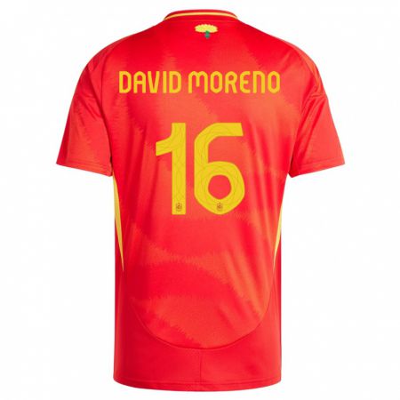 Kandiny Kinder Spanien Antonio David Moreno #16 Rot Heimtrikot Trikot 24-26 T-Shirt