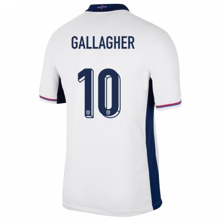 Kandiny Kinder England Conor Gallagher #10 Weiß Heimtrikot Trikot 24-26 T-Shirt