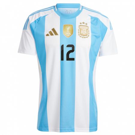 Kandiny Kinder Argentinien Juan Musso #12 Weiß Blau Heimtrikot Trikot 24-26 T-Shirt