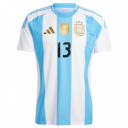 Kandiny Kinder Argentinien Marcelo Herrera #13 Weiß Blau Heimtrikot Trikot 24-26 T-Shirt