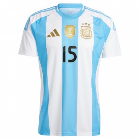 Kandiny Kinder Argentinien Pedro De La Vega #15 Weiß Blau Heimtrikot Trikot 24-26 T-Shirt
