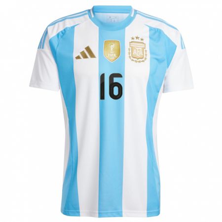 Kandiny Kinder Argentinien Angel Correa #16 Weiß Blau Heimtrikot Trikot 24-26 T-Shirt