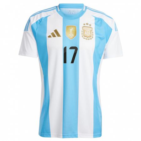 Kandiny Kinder Argentinien Joaquin Correa #17 Weiß Blau Heimtrikot Trikot 24-26 T-Shirt