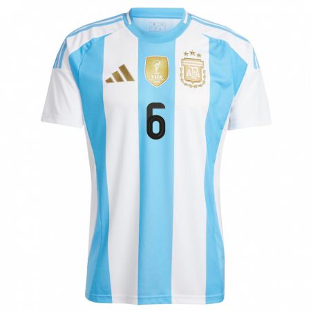 Kandiny Kinder Argentinien Franco Carboni #6 Weiß Blau Heimtrikot Trikot 24-26 T-Shirt