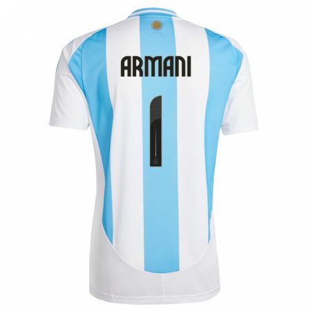 Kandiny Kinder Argentinien Franco Armani #1 Weiß Blau Heimtrikot Trikot 24-26 T-Shirt