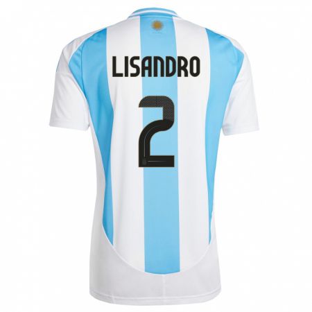 Kandiny Kinder Argentinien Lisandro Martinez #2 Weiß Blau Heimtrikot Trikot 24-26 T-Shirt