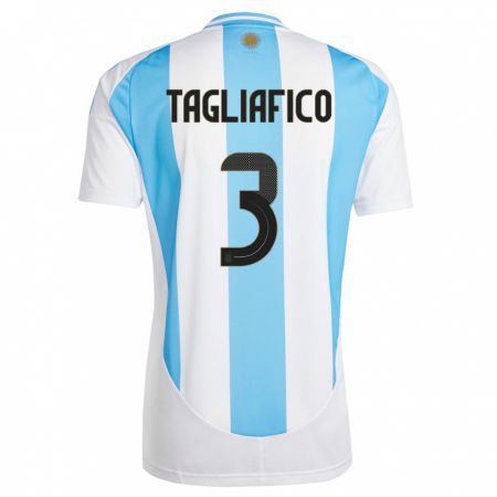 Kandiny Kinder Argentinien Nicolas Tagliafico #3 Weiß Blau Heimtrikot Trikot 24-26 T-Shirt